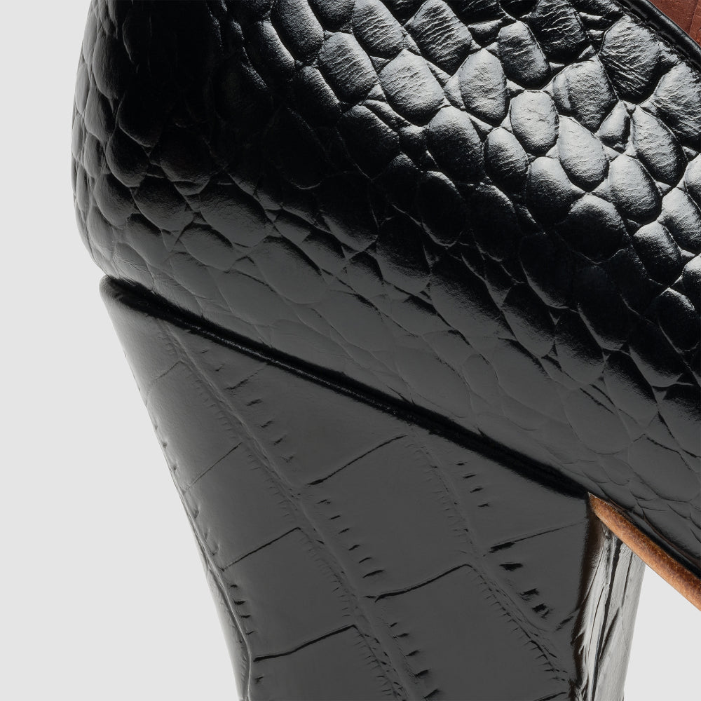 Marilyn Vintage Pumps (Mock Croc Black)
