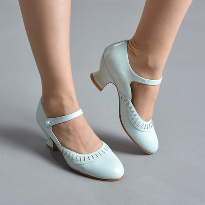 Marjorie 1920s Shoes (Blue Mist)