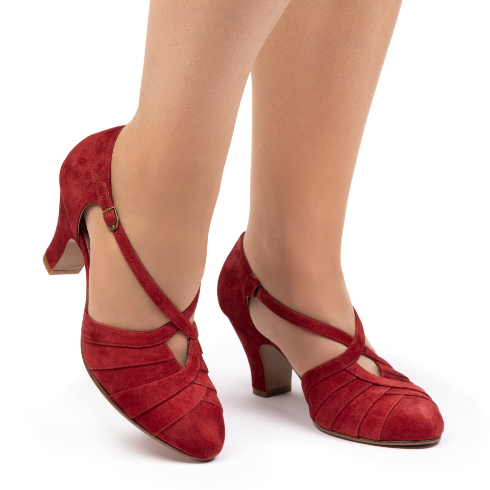 Melrose Vintage Pumps (Brick Red Suede)