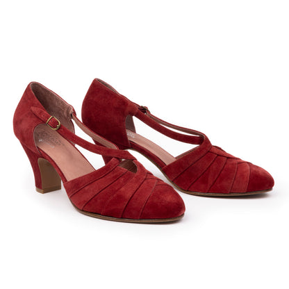Melrose Vintage Pumps (Brick Red Suede)