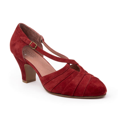 Melrose Vintage Pumps (Brick Red Suede)