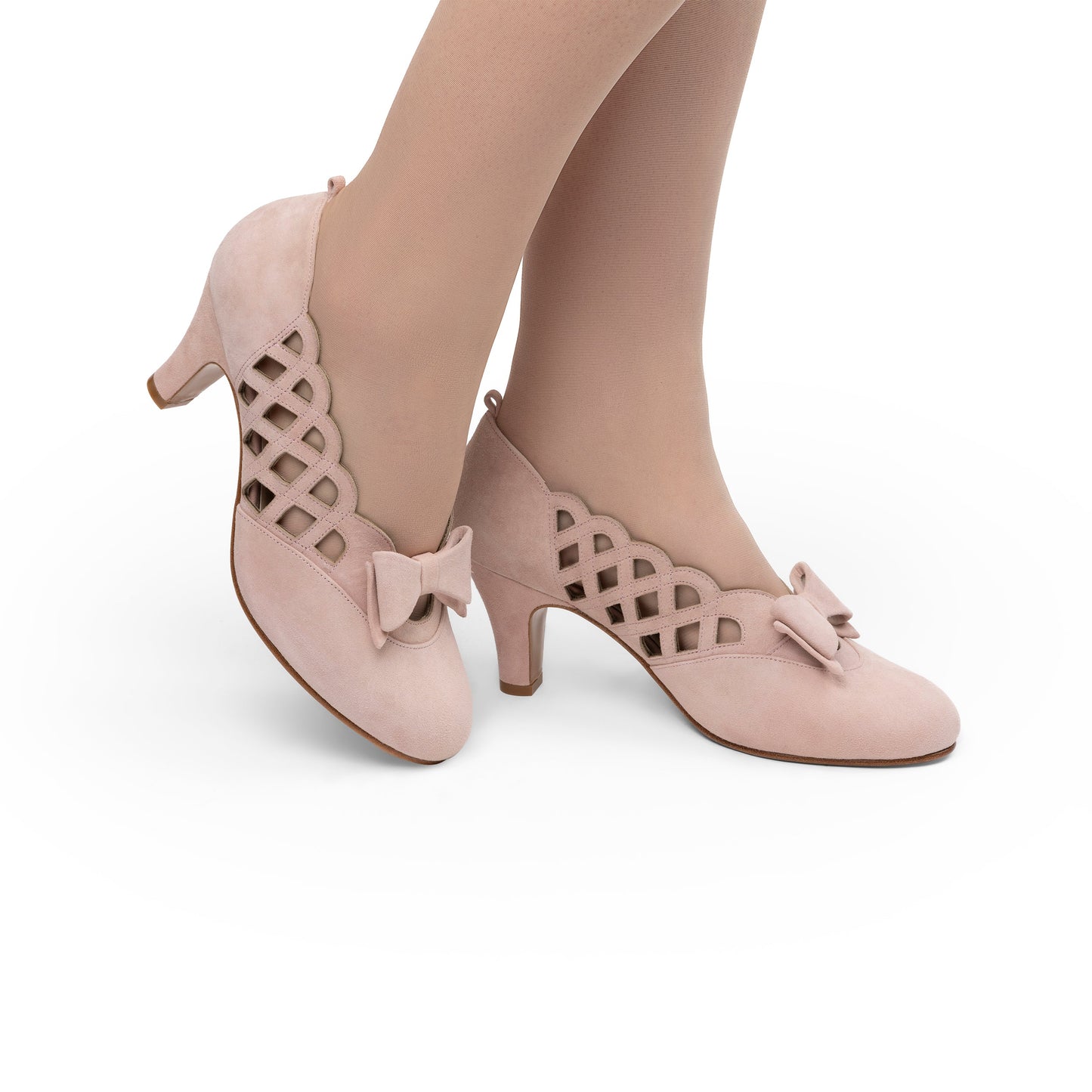 Jessie Vintage Pumps (Pink Suede)