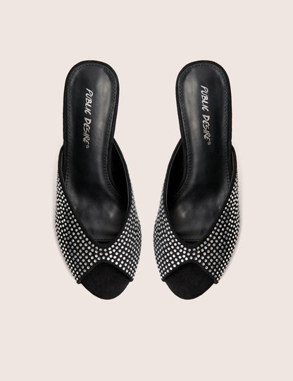 Norma Black Embellished Mule Heels