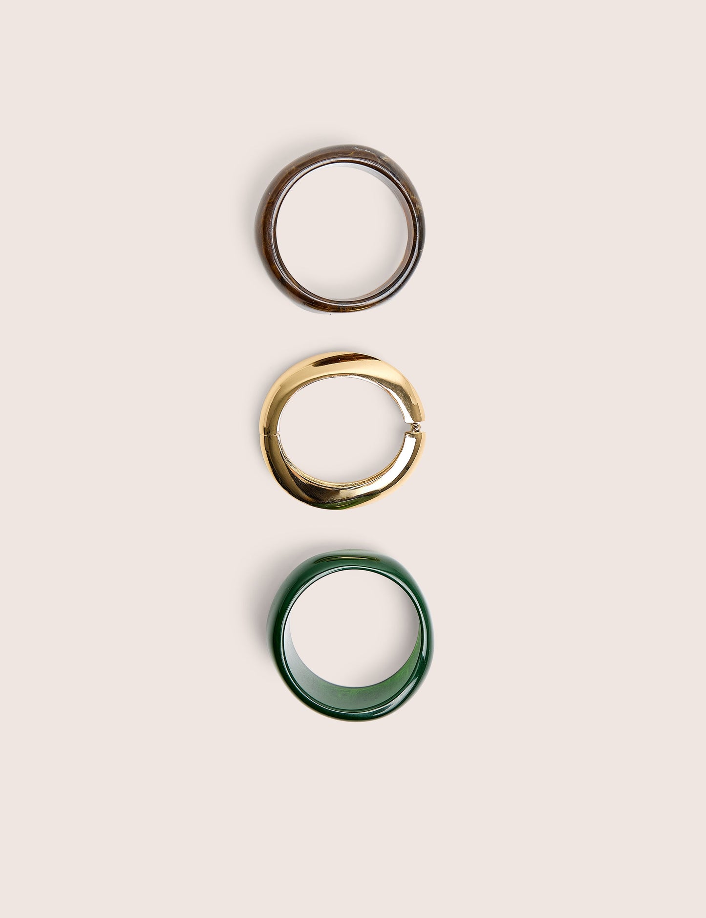 Three Pack of Resin and Gold Bangle