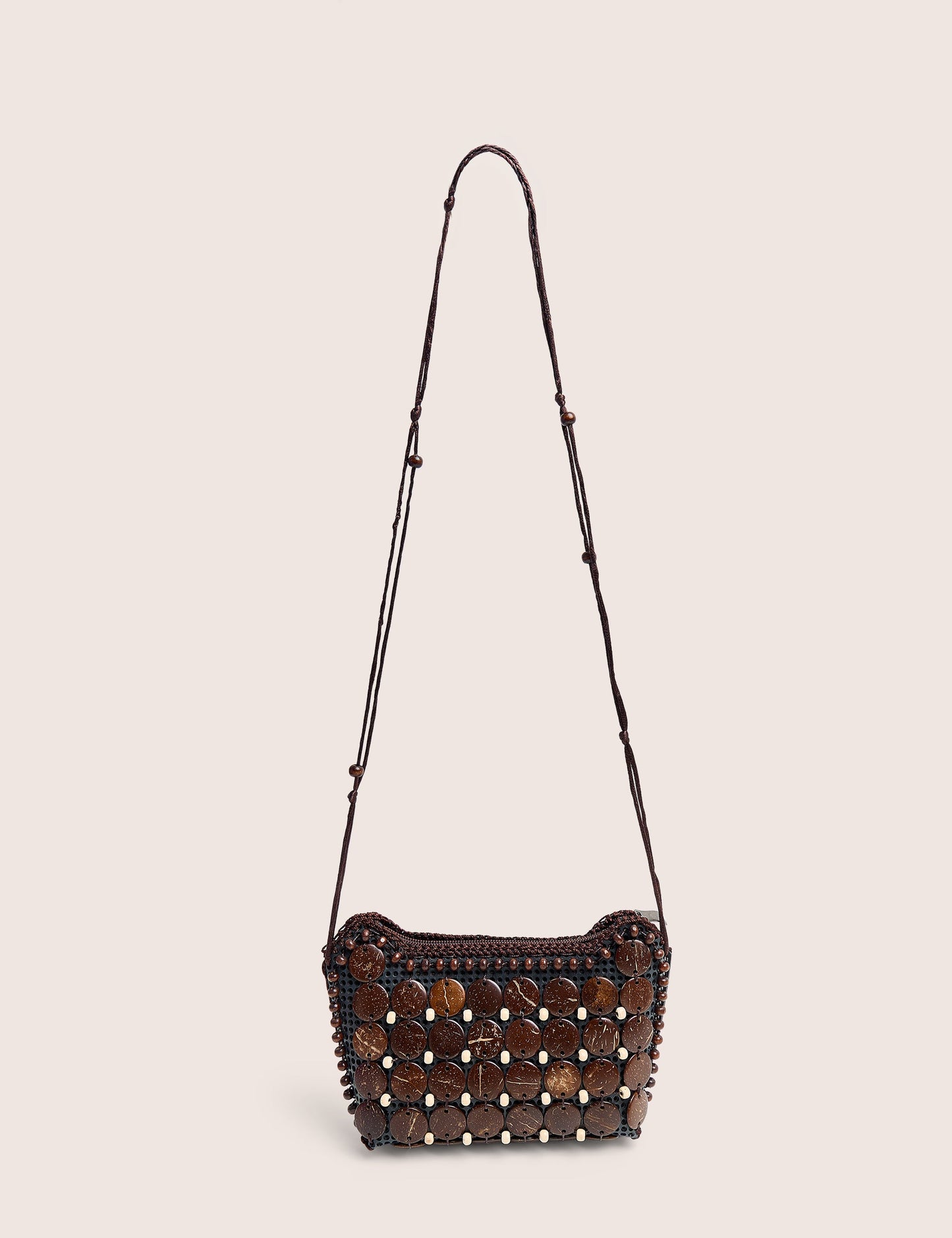 Beaded Brown Crossbody Bag