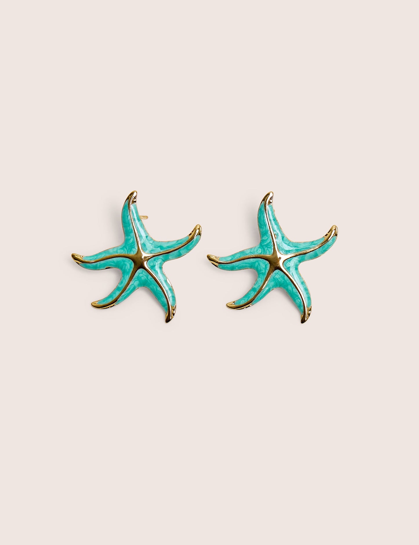 Blue Starfish Earring With Gold Detail