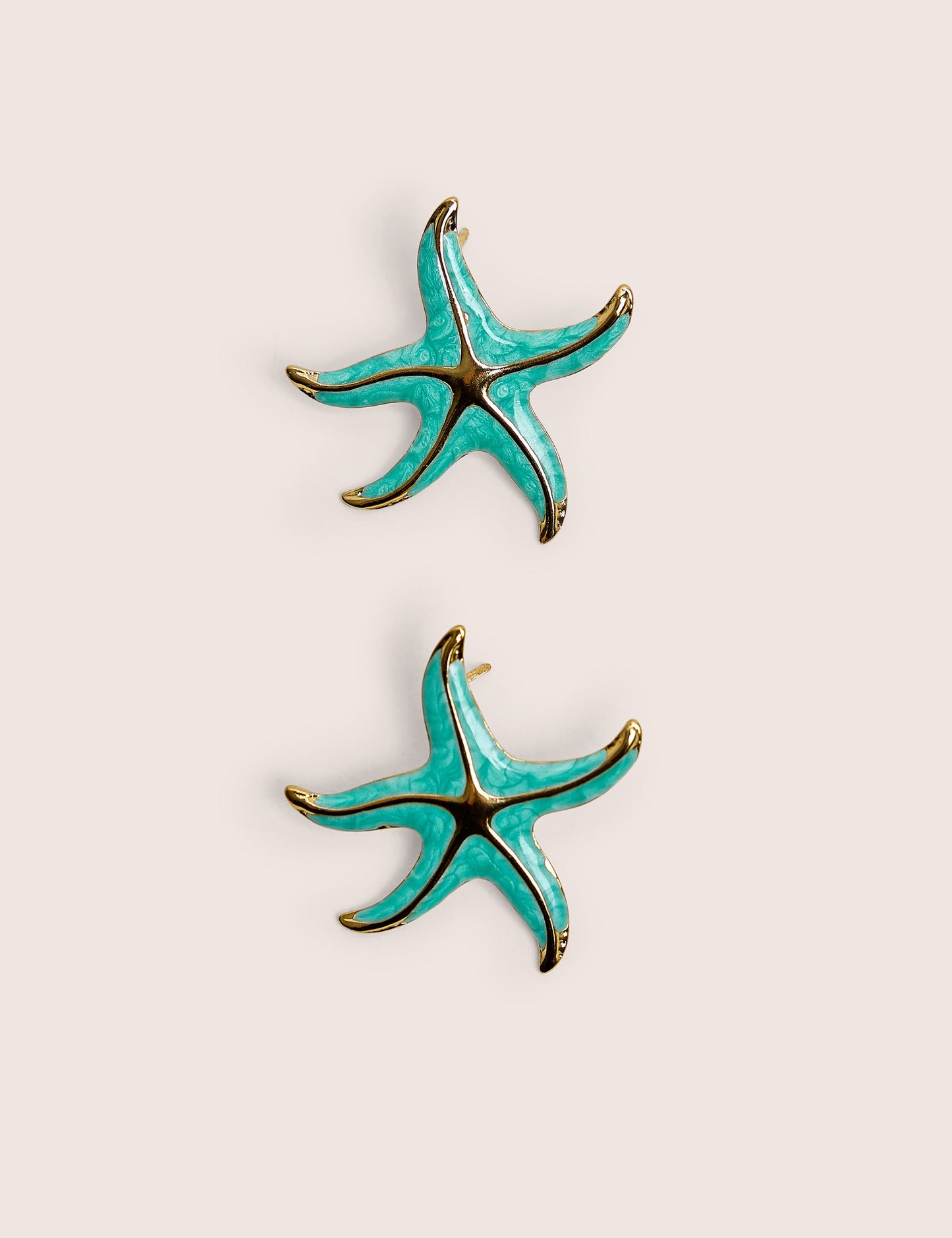 Blue Starfish Earring With Gold Detail