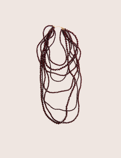 Multi Layered Beaded Necklace in Brown