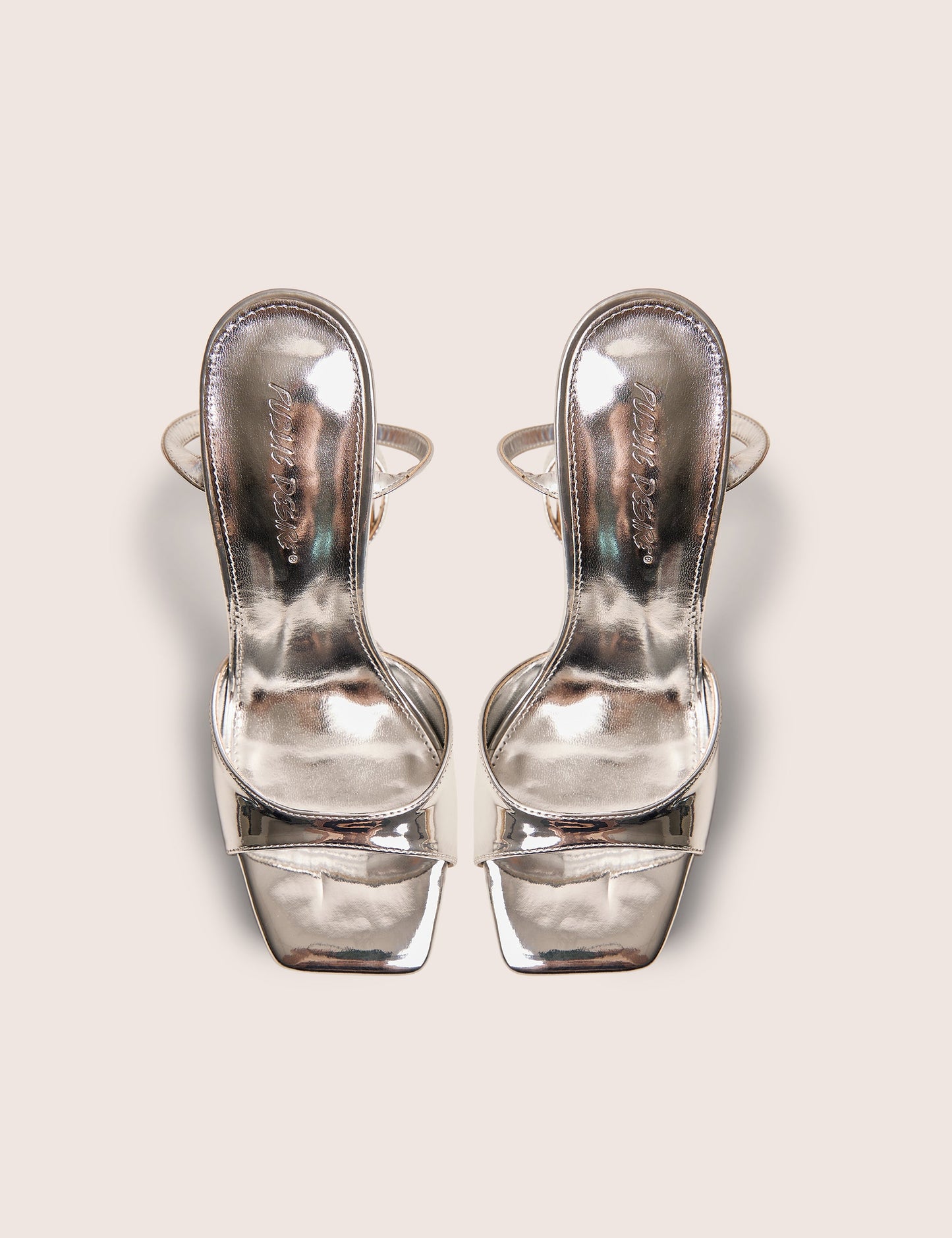 Resist Silver Mirror Peep Toe Barely There Platform Heels