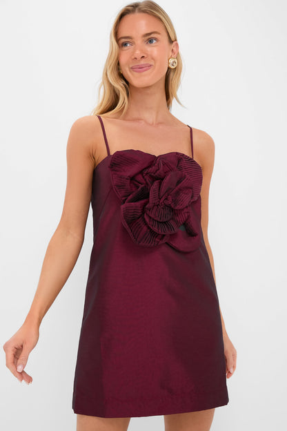 Burgundy Noche de Ti Embellished Mini Dress