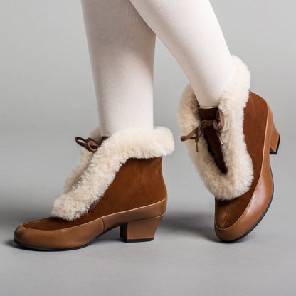 Alpen Retro Winter Booties (Brown/Ivory)