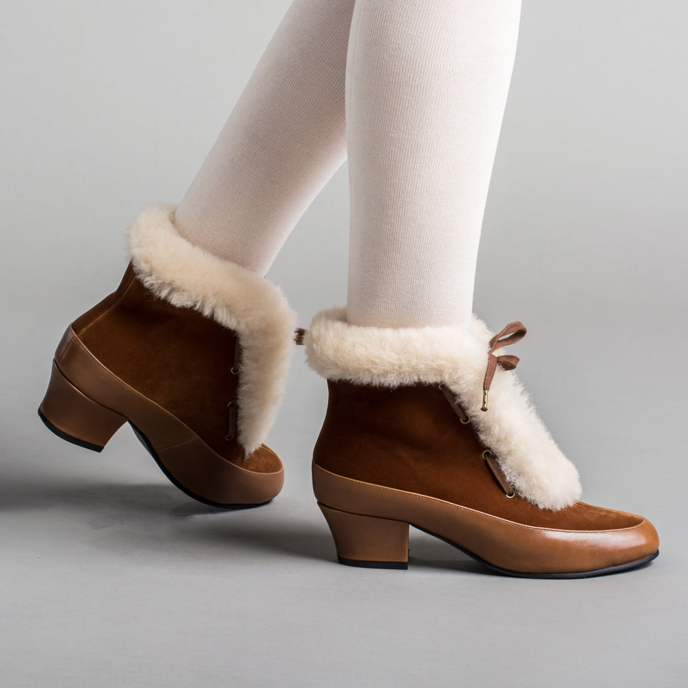 Alpen Retro Winter Booties (Brown/Ivory)