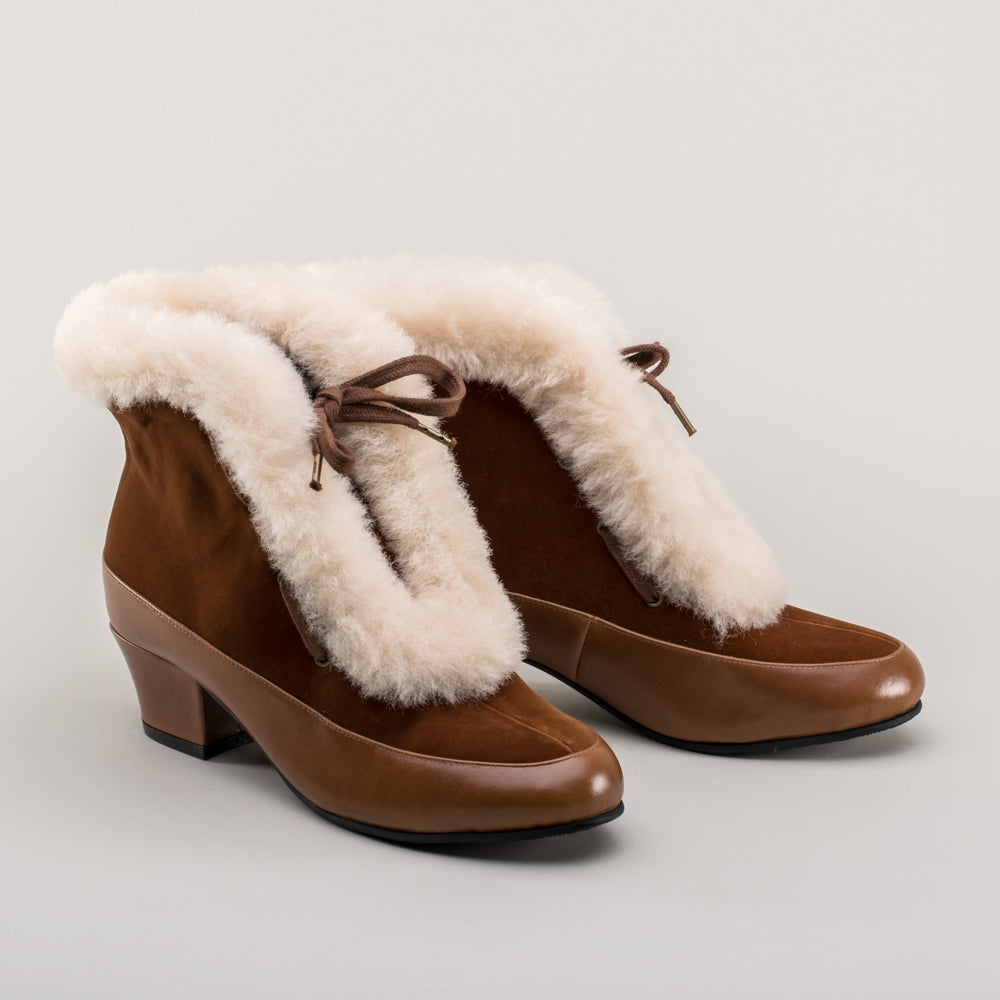 Alpen Retro Winter Booties (Brown/Ivory)
