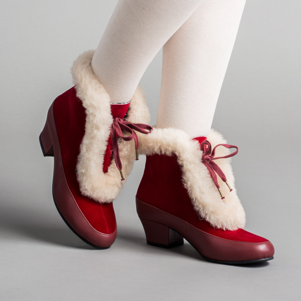 Alpen Retro Winter Booties (Oxblood/Ivory)
