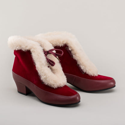 Alpen Retro Winter Booties (Oxblood/Ivory)