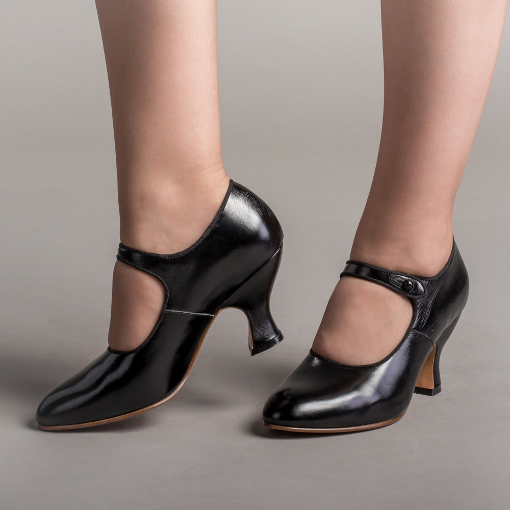 Anna May 1920s Mary Jane High Heels (Black)