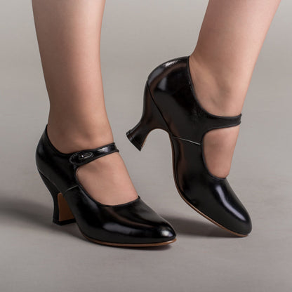 Anna May 1920s Mary Jane High Heels (Black)
