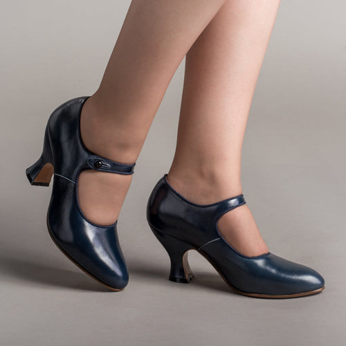 Anna May 1920s Mary Jane High Heels (Navy)
