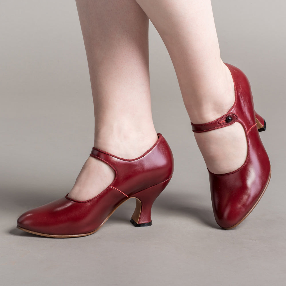 Anna May 1920s Mary Jane High Heels (Oxblood)
