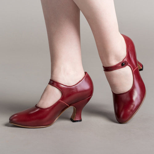Anna May 1920s Mary Jane High Heels (Oxblood)
