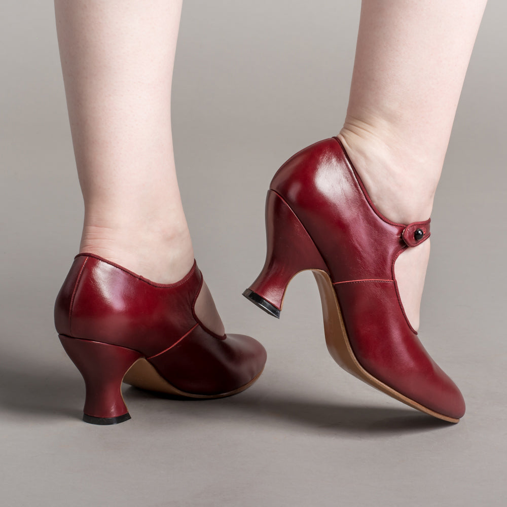 Anna May 1920s Mary Jane High Heels (Oxblood)