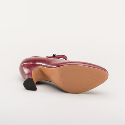 Anna May 1920s Mary Jane High Heels (Oxblood)