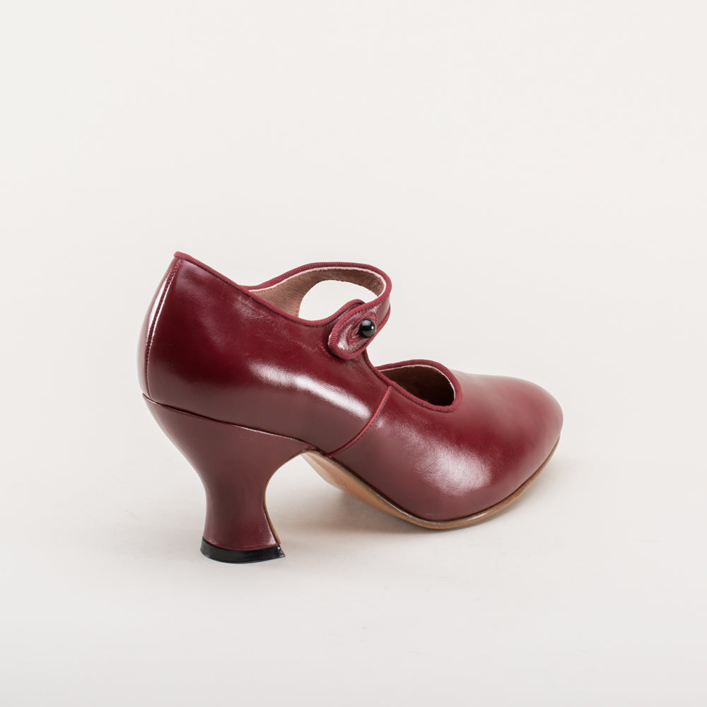 Anna May 1920s Mary Jane High Heels (Oxblood)