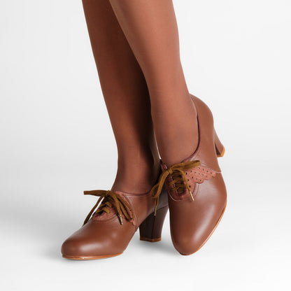PRE-ORDER Annette Vintage Oxfords Wide (Chestnut)