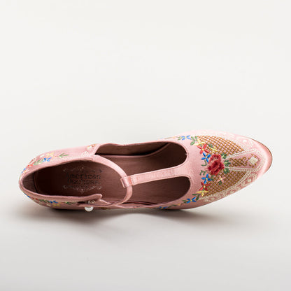 Daisy Embroidered T-Straps (Pink)