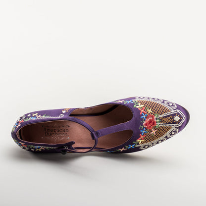 Daisy Embroidered T-Straps (Purple)