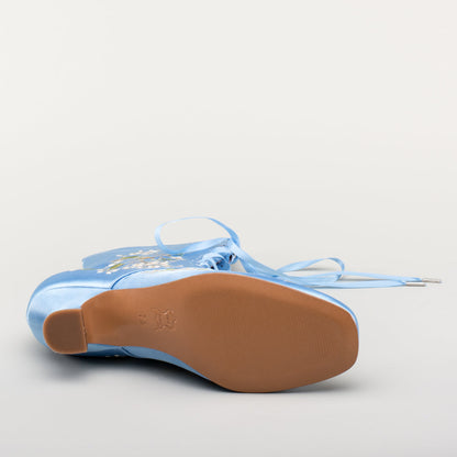 Flora Embroidered Boots Wide (Blue)