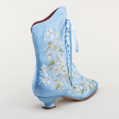Flora Women's Embroidered Boots (Blue)