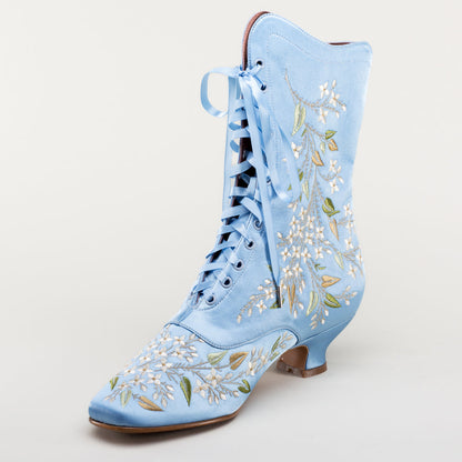 Flora Women's Embroidered Boots (Blue)
