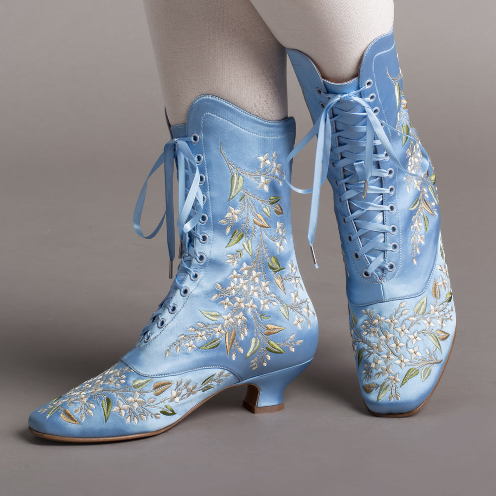 Flora Women's Embroidered Boots (Blue)