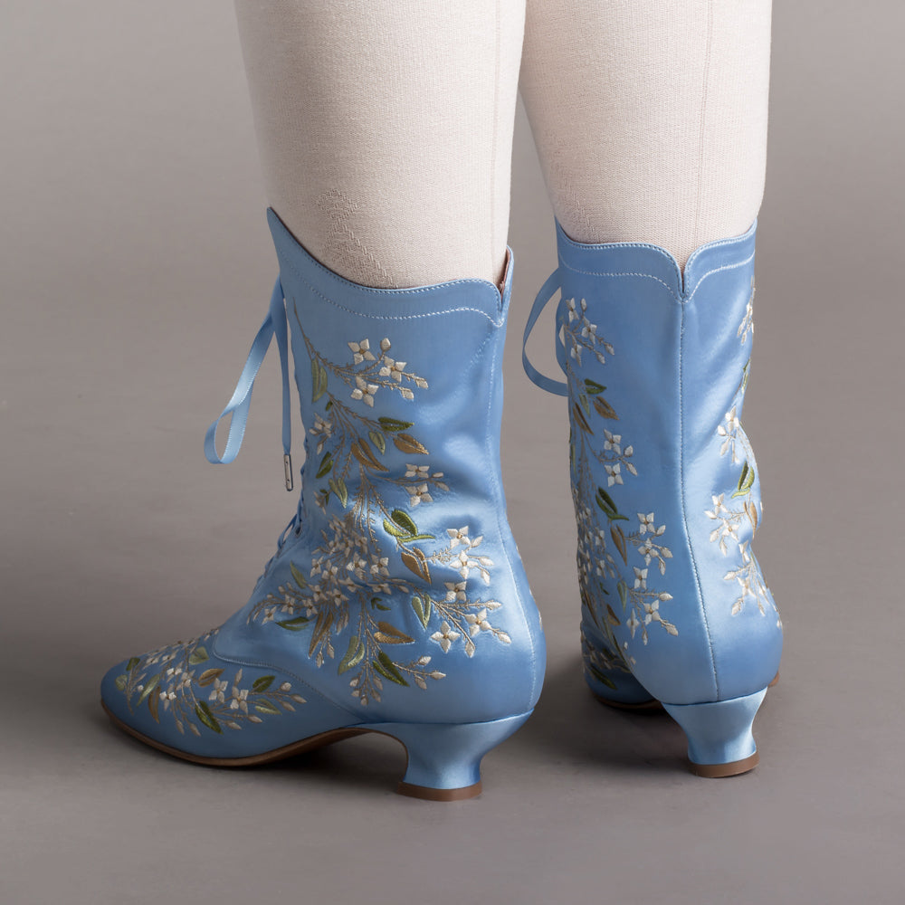 Flora Women's Embroidered Boots (Blue)