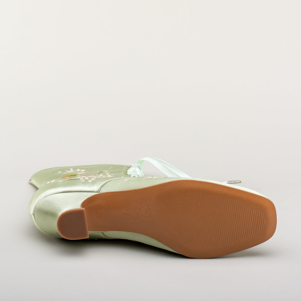 Flora Embroidered Boots Wide (Celadon Green)