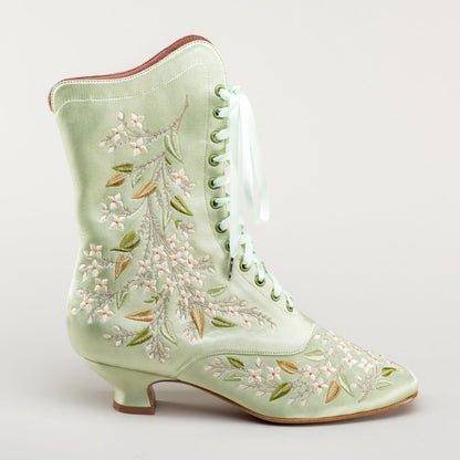 Flora Women's Embroidered Boots (Celadon Green)