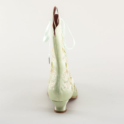Flora Women's Embroidered Boots (Celadon Green)
