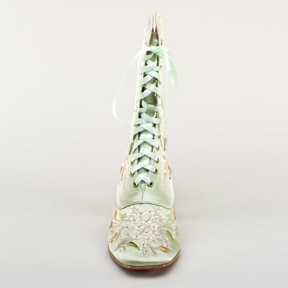 Flora Embroidered Boots Wide (Celadon Green)