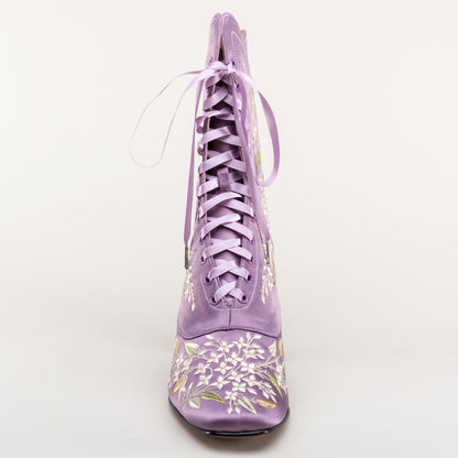 Flora Embroidered Boots Wide (Lavender)