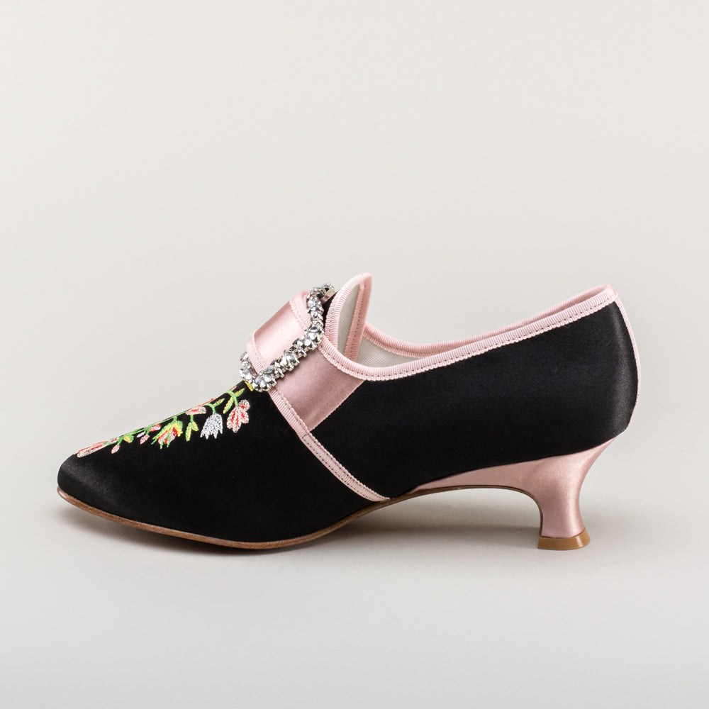 Primrose 18th Century Shoes (Black/Pink)