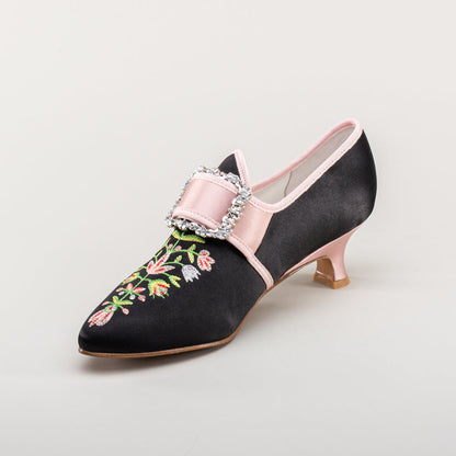Primrose 18th Century Shoes (Black/Pink)