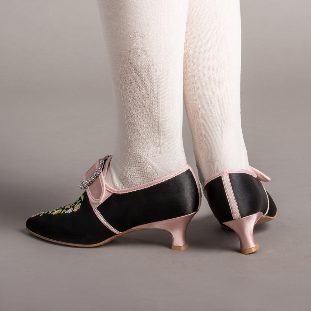 Primrose 18th Century Shoes (Black/Pink)