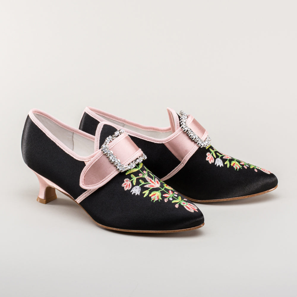 Primrose 18th Century Shoes (Black/Pink)