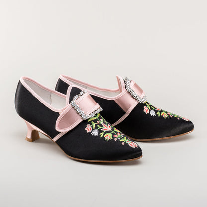 Primrose 18th Century Shoes (Black/Pink)