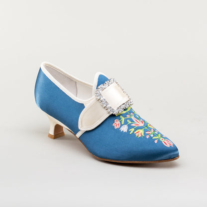 Primrose 18th Century Shoes (Blue/Ivory)