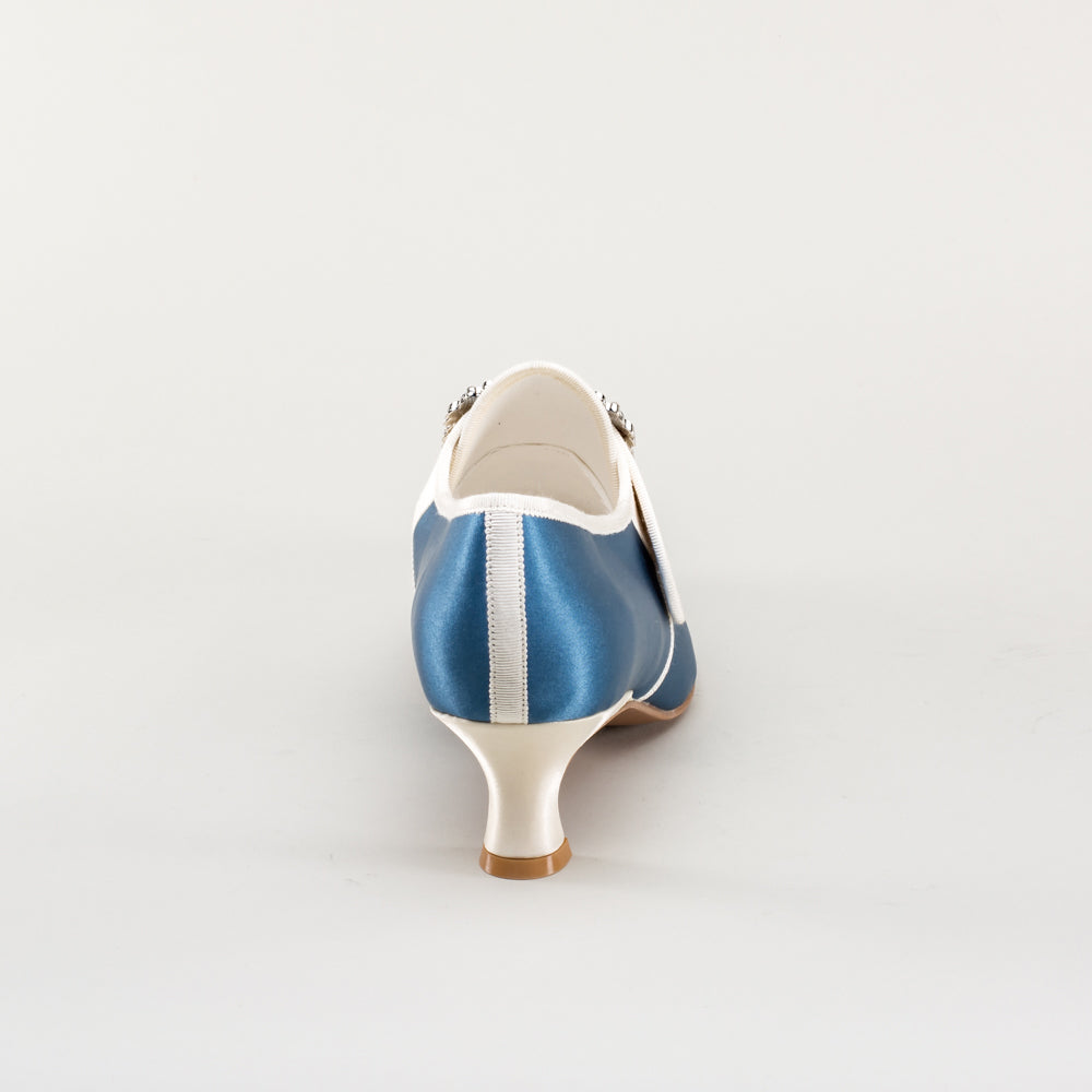 Primrose 18th Century Shoes (Blue/Ivory)