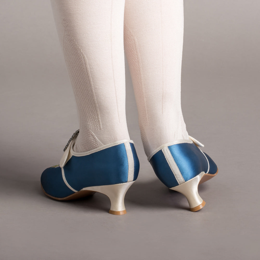 Primrose 18th Century Shoes (Blue/Ivory)