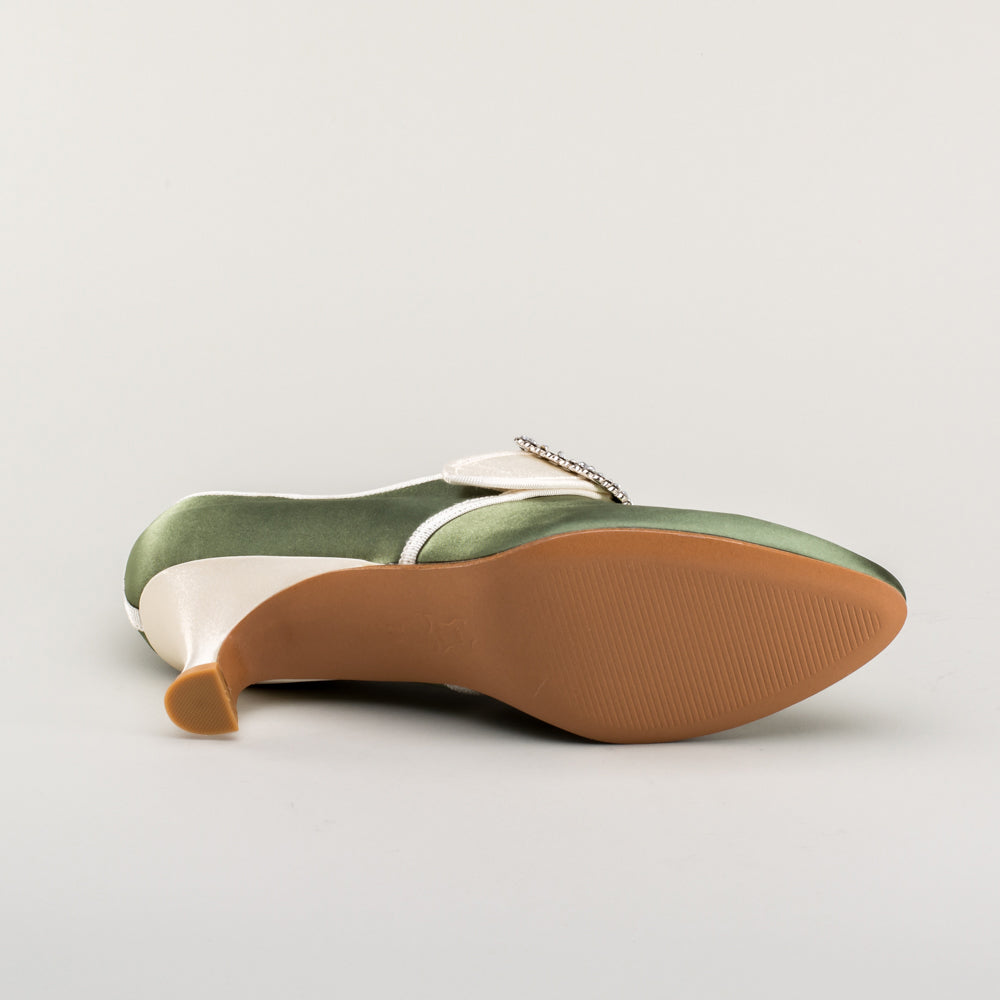 Primrose 18th Century Shoes (Green/Ivory)