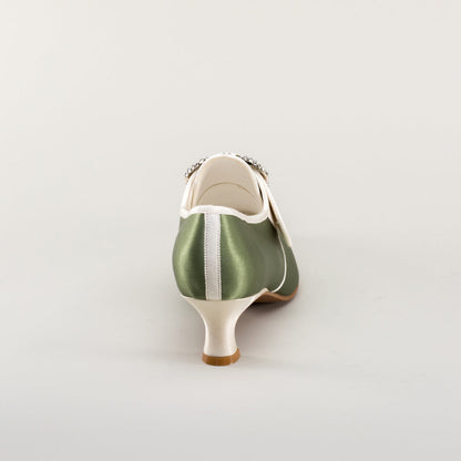 Primrose 18th Century Shoes (Green/Ivory)